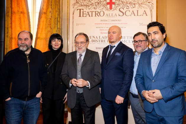 Premiere At La Scala -Lady Macbeth Of The Mtsensk District- Press Conference La Scala Theatre - Milan, Italy Zinovy Margolin;Riccardo Chailly;Alexander Roslavets;Yevgeny Akimov;Najmiddin Mavlyanov Premiere At La Scala -Lady Macbeth Of The Mtsensk District- Press Conference La Scala Theatre - Milan, Italy 26th November 2025  Copyright: xALFONSOxCATALANO SGPITALIAx