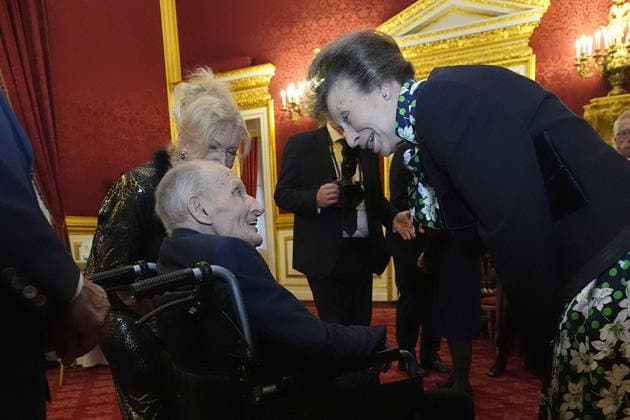 Princess Royal hosts Not Forgotten Association tea party The Princess Royal, Patron of the Not Forgotten Association, meeting veteran Frank Oldham, 106, during a tea party for association members at St James s Palace, London. Picture date: Thursday November 27, 2025., Credit:Aaron Chown Avalon UK, London  Copyright: xAaronxChownx xAvalonx 1054988758