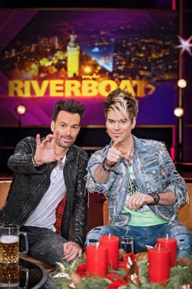 MDR - Riverboat. Magier Ehrlich Brothers anläßlich der Aufzeichnung der MDR - Talkshow Riverboat am 27.11.2025 in der Mediacity Leipzig. 20251127SFL0044