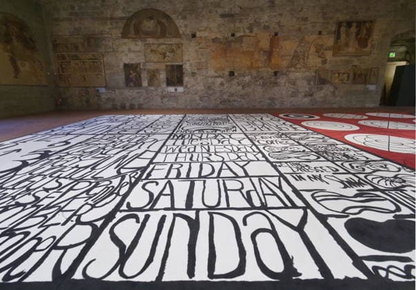 Matt Mullican s largest work, exhibited at the Palazzo della Ragione in Bergamo Alta, is a symbolic system composed of signs, diagrams, pictograms, and symbols.  Copyright: xLucaxPontix xipa-agency.netx xLucaxPonti Ipaxagencyx IPA_Agency_IPA68468046