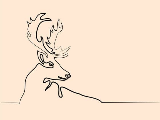 Single Line Reindeer Drawing Elegant continuous line drawing of a reindeer. A minimalist and festive illustration perfect for holiday greetings. This artwork features a single, flowing line depicting a reindeer. Copyright: xValentyx