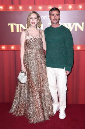 Katherine Ryan and Bobby Koostra arriving for the Tinsel Town premiere, Vue West End, London