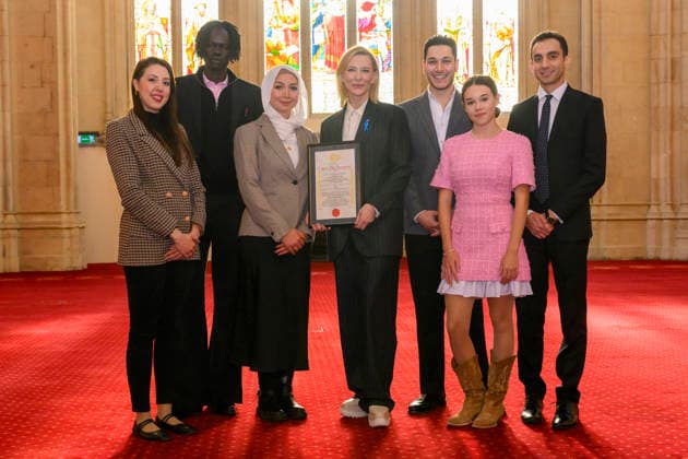 Cate Blanchett Receives Freedom of the City of London - UK Australian and American Academy Award winning actress, Cate Blanchett receives the Freedom of the City of London in recognition of her outstanding contribution to drama, and campaigning work on humanitarian and global environmental issues on November 28, 2025 at Guildhall in London, England, UK. Photo by Ray Tang ABACAPRESS.COM London England United Kingdom  Copyright: xRayxTang ABACAx