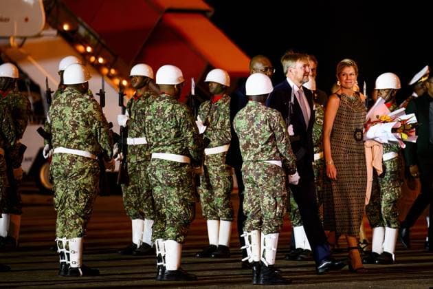 Paramaribo, The Netherlands, 2025-11-30 19:30:25 PARAMARIBO, November 30, 2025, Johan Adolf Pengel International Airport. King Willem-Alexander and Queen Maxima are arriving at Johan Adolf Pengel International Airport on a state visit to the Republic of Suriname at the invitation of President Jennifer Geerlings-Simons. PHOTO: NLBeeld Patrick van Emst Credit: NL Beeld Patrick van Emst  Copyright: xx x
