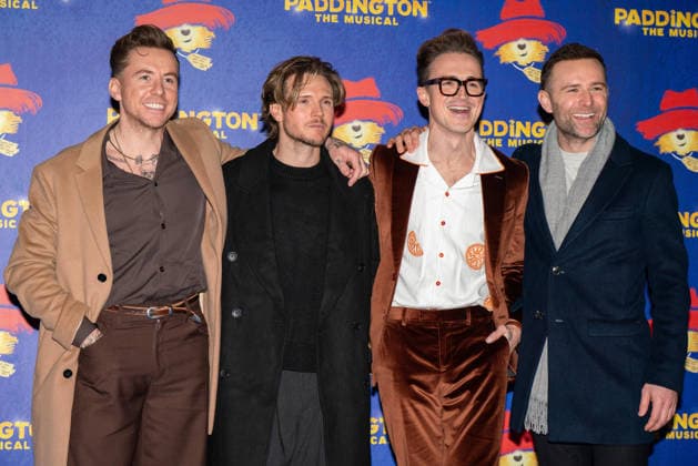 November 30, 2025, London, United Kingdom: L-R Danny Jones, Dougie Poynter, Tom Fletcher and Harry Judd seen arriving on the Blue Carpet during the Paddington The Musical World Premiere opens in the West End, London. London United Kingdom - ZUMAs197 20251130_aaa_s197_564 Copyright: xBonniexBritainx