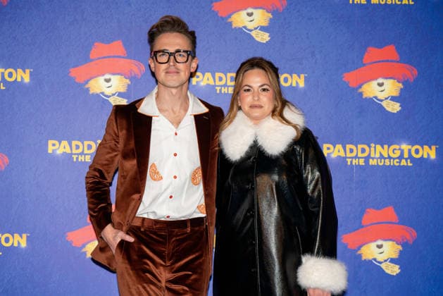 November 30, 2025, London, United Kingdom: Tom Fletcher and Giovanna Fletcher seen arriving on the Blue Carpet during the Paddington The Musical World Premiere opens in the West End, London. London United Kingdom - ZUMAs197 20251130_aaa_s197_584 Copyright: xBonniexBritainx