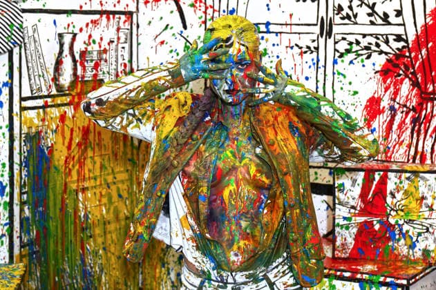 Bodyart: Colour Christmas Splash Performance mit Model Tatjana Heinz im Studio Düsterwald. Hameln, 30.11.2025 - BodyArt-Künstler: Jörg Düsterwald