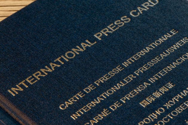 Nahaufnahme von einem internationalen Presseausweis *** Close-up of an international press card Copyright: xUdoxHerrmannx