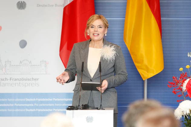 Julia Klöckner bei der Verleihung des Deutsch-Französischen Parlamentspreises 2025 im Reichstagsgebäude. Berlin, 01.12.2025