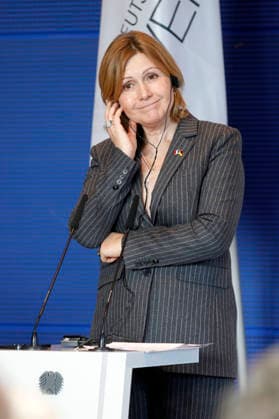 Yael Braun-Pivet bei der Verleihung des Deutsch-Französischen Parlamentspreises 2025 im Reichstagsgebäude. Berlin, 01.12.2025