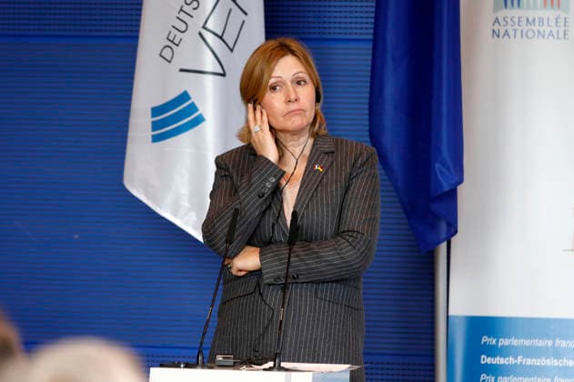 Yael Braun-Pivet bei der Verleihung des Deutsch-Französischen Parlamentspreises 2025 im Reichstagsgebäude. Berlin, 01.12.2025