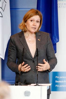Yael Braun-Pivet bei der Verleihung des Deutsch-Französischen Parlamentspreises 2025 im Reichstagsgebäude. Berlin, 01.12.2025