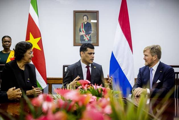 PARAMARIBO King Willem-Alexander and Queen Maxima are being received at the National Assembly (DNA), the parliament of Suriname. The royal couple were on a three-day state visit to Suriname at the invitation of President Jennifer Geerlings-Simons. ANP POOL PATRICK VAN KATWIJK netherlands out - belgium out  Copyright: xx x543594431x originalFilename: 543594431.jpg