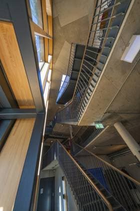 Creative Highlights World Innovatives Treppenhaus mit Betonwänden und Holzdetaillierung, Amazonien Ausstellung, Gasometer, Pforzheim, Deutschland Innovative staircase with concrete walls and wood detailing, Amazonia exhibition, Gasometer, Pforzheim, Germany Copyright: imageBROKER ManuelxKamuf iblmlk15749154.jpg