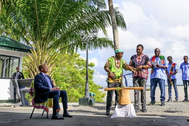 Paramaribo, The Netherlands, 2025-12-01 15:32:10 PARAMARIBO, December 1, 2025. King Willem-Alexander and Queen Maxima are paying a state visit to the Republic of Suriname at the invitation of President Jennifer Geerlings-Simons. King Willem-Alexander and Queen Maxima will speak with representatives of descendants of enslaved people and indigenous communities in Suriname about the past and the future. PHOTO: NLBeeld Patrick van Emst Credit: NL Beeld Patrick van Emst  Copyright: xx x