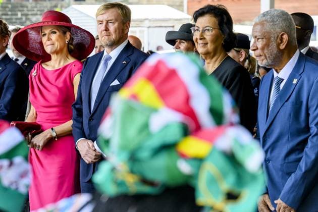Paramaribo, The Netherlands, 2025-12-01 15:12:14 PARAMARIBO, December 1, 2025. King Willem-Alexander and Queen Maxima are paying a state visit to the Republic of Suriname at the invitation of President Jennifer Geerlings-Simons. King Willem-Alexander and Queen Maxima will speak with representatives of descendants of enslaved people and indigenous communities in Suriname about the past and the future. PHOTO: NLBeeld Patrick van Emst Credit: NL Beeld Patrick van Emst  Copyright: xx x