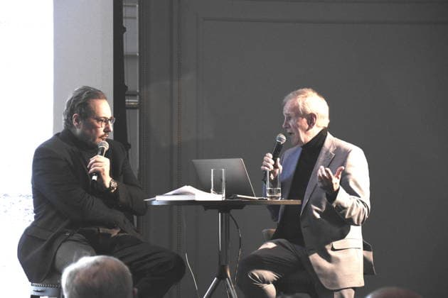 Alexander Gernandt Musikexperte Bravo Chef a.D, Fritz Egner Moderator Autor Muenchen 01.12.2025 Hotel Vierjahreszeiten-Kempinski Buch Vorstellung von Fritz Egner Moderator -Mein Leben Zwischen Rhythm und Blues in Muenchen Foto Muenchen