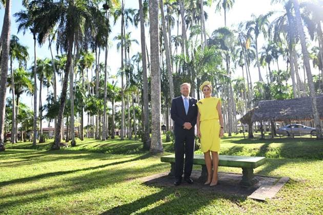 Paramaribo, The Netherlands, 2025-12-02 09:08:40 PARAMARIBO, 02-12-2025, Palmentuin King Willem-Alexander and Queen Maxima are paying a state visit to the Republic of Suriname at the invitation of President Jennifer Geerlings-Simons. Photo opportunity in the Palmentuin PHOTO: NLBeeld Patrick van Emst Credit: NL Beeld Patrick van Emst  Copyright: xx x
