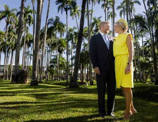 PARAMARIBO - King Willem-Alexander and Queen Maxima pose for the press in a palm grove. The royal couple was on a three-day state visit to Suriname. ANP REMKO DE WAAL netherlands out - belgium out  Copyright: xx x543721941x originalFilename: 543721941.jpg