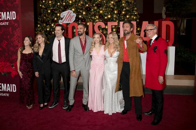 Laura Fischer, Todd Lieberman, Michele Morrone, Amanda Seyfried, Sydney Sweeney, Brandon Sklenar, Paul Feig und Gäste beim Special Screening des Kinofilms The Housemaid - Wenn sie wüsste im 787 Seventh Avenue. New York, 02.12.2025