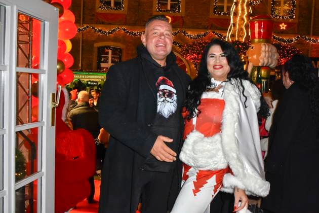 ABBkoeln:Iris Klein-Katzenberger und Stefan Braun Reality-TV-Paar Weihnachhtskleid zu Gast auf Katys X Mas Wonderland Weihnachts Party in der Wolkenburg am 02.12.2025 in Koeln NRW Deutschland