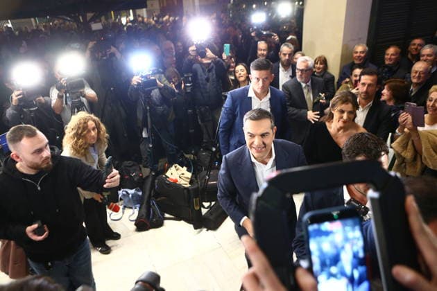 December 3, 2025, Athens, Greece: Former Greek prime minister Alexis Tsipras arrives at the Pallas Theatre in Athens for the presentation of his new book, drawing a large crowd of supporters, media, and photographers. Athens Greece - ZUMAv62_ 20251203_zaf_v62_002 Copyright: xAristidisxVafeiadakisx