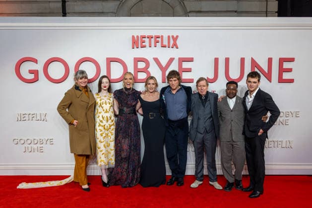 Goodbye June World film premiere in London, UK - 03 Dec 2025 (L-R) Kate Solomon, Andrea Riseborough, Toni Collette, Kate Winslet, Johnny Flynn, Timothy Spall, Fisayo Akinade and Joe Anders attend the Goodbye June World film premiere at Curzon Mayfair, London. London United Kingdom Copyright: xPhilxLewisx xSOPAxImagesx RiseColletteWinsletFlynnSpallAkinadeAnders_GBJune-164