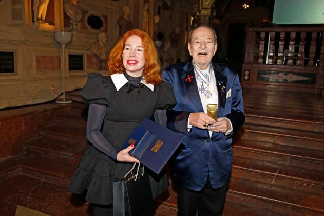 Ralph Siegel mit Ehefrau Laura Siegel bei der Auszeichnung mit dem Bayerischen Maximiliansorden durch den Ministerpräsidenten des Freistaates Bayern im Antiquarium der Münchner Residenz. München, 03.12.2025