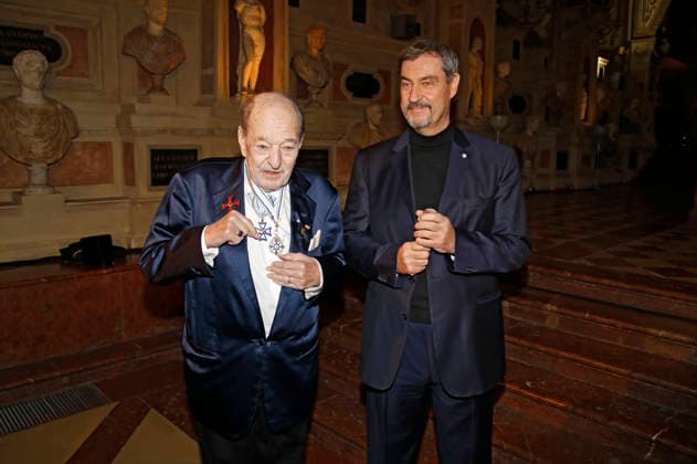 Ralph Siegel und Markus Söder bei der Auszeichnung mit dem Bayerischen Maximiliansorden durch den Ministerpräsidenten des Freistaates Bayern im Antiquarium der Münchner Residenz. München, 03.12.2025