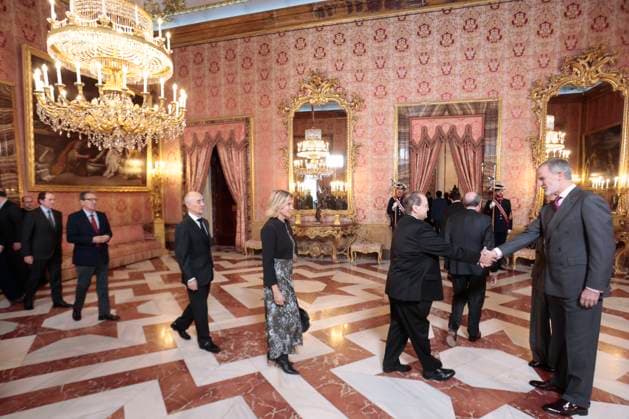 Spanish King Felipe VI and Queen Letizia during a meeting with members of Patronato Princess Girona Foundation in Madrid on Thursday, 4 December 2025. Cordon Press 
