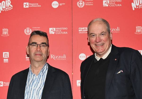 Milan,Italy Mick Herron receives the Raymond Chandler Award at the Noir in Festival with masterclass at the IULM In the photo:Mick Herron,Adrian Wootton OBE is the Chief Executive of Film London  Copyright: xNickxZonnax xipa-agency.netx xNickxZonnax IPA_Agency_IPA68737837