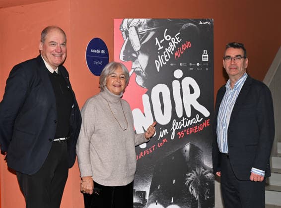 Entertainment Bilder des Tages Milan, Italy Mick Herron receives the Raymond Chandler Award at the Noir in Festival with a masterclass at IULM. In the photo: Mick Herron, Adrian Wootton OBE is the Chief Executive of Film London, Marina Fabbri Co-director at Noir in Festival  Copyright: xNickxZonnax xipa-agency.netx xNickxZonnax IPA_Agency_IPA68737835