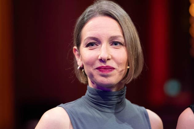 Preistraegerin Katharina WILLINGER, Portraet, Porträt, Portrait, Angeschnittenes Einzelbild, Einzelmotiv, Hanns-Joachim-Friedrichs-Preis 2025, Verleihung am 04.12.2025, in Koeln.