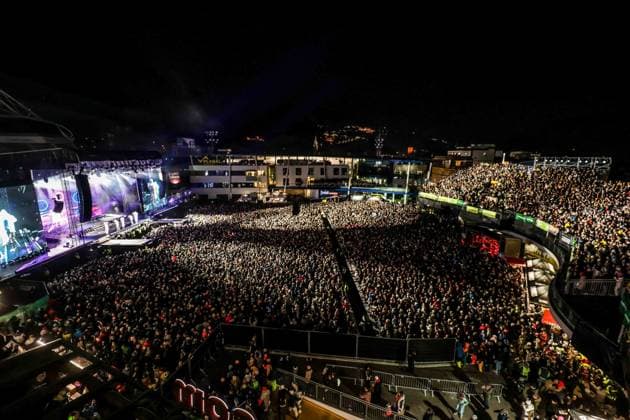 04.12.2025, Schladming, AUT, Unterwegs in Steiermark, Ski Opening 2025, Konzert, im Bild Backstreet Boys, Feature, Übersicht, Planai Stadion,
