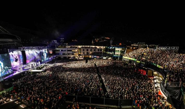 04.12.2025, Schladming, AUT, Unterwegs in Steiermark, Ski Opening 2025, Konzert, im Bild Backstreet Boys, Feature, Übersicht, Planai Stadion,