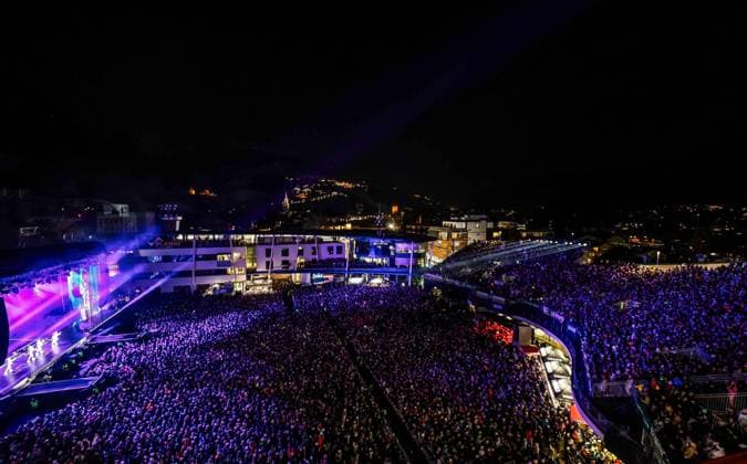04.12.2025, Schladming, AUT, Unterwegs in Steiermark, Ski Opening 2025, Konzert, im Bild Backstreet Boys, Feature, Übersicht, Planai Stadion,