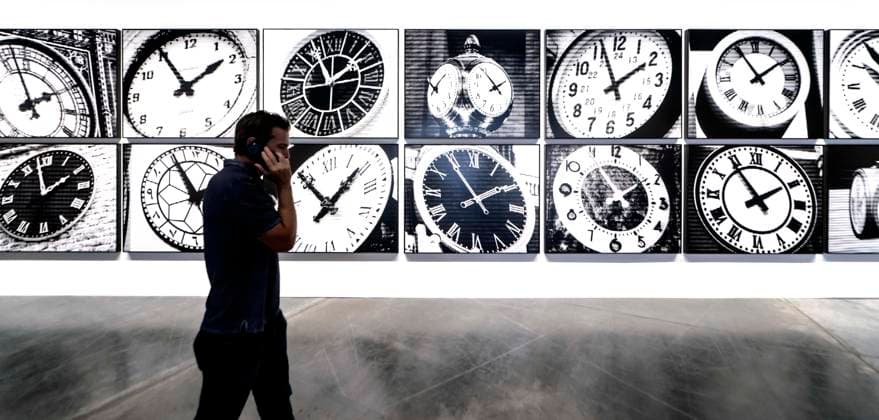 December 05, 2025 - Miami Beach, Florida, USA - World Time Clock by Bettina Pousttchi at the 2025 Art Basel Miami Beach. Miami Beach USA - ZUMAce6_ 20251205_zaf_ce6_007 Copyright: xBrianxCahnx