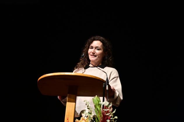 Sachsens Justizministerin Constanze Geier (CDU) bei der Feierstunde zur Verleihung des Meridian des Ehrenamtes im Gerhart-Hauptmann-Theater Görlitz. Görlitz, 05.12.2025 Copyright: xMatthiasxWehnertx