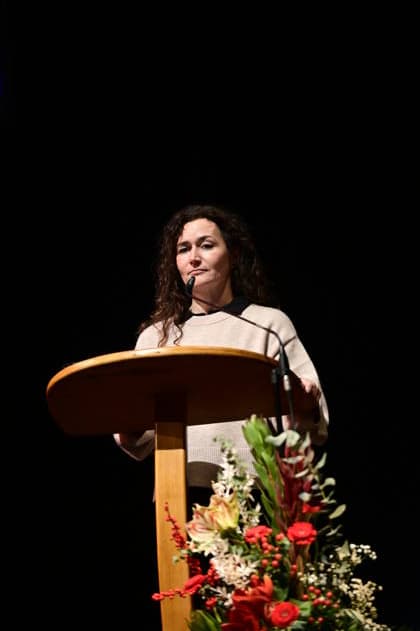 Sachsens Justizministerin Constanze Geier (CDU) bei der Feierstunde zur Verleihung des Meridian des Ehrenamtes im Gerhart-Hauptmann-Theater Görlitz. Görlitz, 05.12.2025 Copyright: xMatthiasxWehnertx