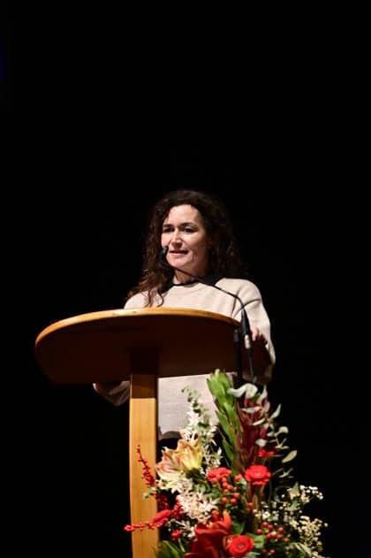 Sachsens Justizministerin Constanze Geier (CDU) bei der Feierstunde zur Verleihung des Meridian des Ehrenamtes im Gerhart-Hauptmann-Theater Görlitz. Görlitz, 05.12.2025 Copyright: xMatthiasxWehnertx