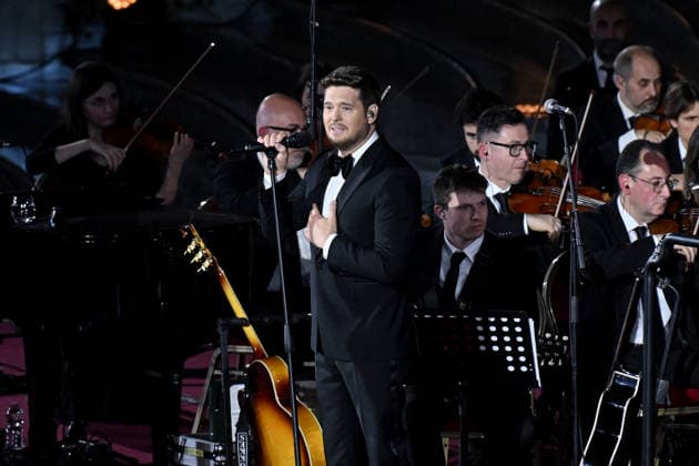 December 6, 2025, Rome, Rome, Italy: Pope Leo XIV attends the concert for the poor with Canadian singer Michael Steven Buble and Serena Autieri held in the Paul VI Hall in the Vatican. Vatican City 06 12 2025 Rome Italy  - ZUMAa289 20251206_zia_a289_090 Copyright: xMariaxLauraxAntonellix