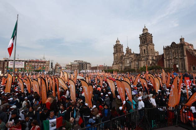 Mexican President Claudia Sheinbaum leads Seven years of transformation in Mexico City MEXICO CITY, MEXICO - DECEMBER 06: Supporters attend the massive rally named Seven years of transformation at the Zocalo main square, in Mexico City, Mexico on December 06, 2025. The event which drew hundreds of thousands of people was held to celebrate seven years of MORENA party in power. Daniel Cardenas Anadolu Mexico City Mexico. Editorial use only. Please get in touch for any other usage.  Copyright: x2025xAnadoluxDanielxCardenasx