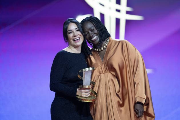 22nd International Marrakech Film Festival MARRAKECH, MOROCCO – DECEMBER 6: French-Tunisian director Erige Sehiri (L) and Senegalese-French actress Aissa Maiga (R) win the Étoile d Or Award for their film Promised Sky during the 22nd International Marrakech Film Festival awards ceremony on December 6, 2025, in Marrakech, Morocco. Abu Adem Muhammed Anadolu Marrakech Morocco. Editorial use only. Please get in touch for any other usage.  Copyright: x2025xAnadoluxAbuxAdemxMuhammedx