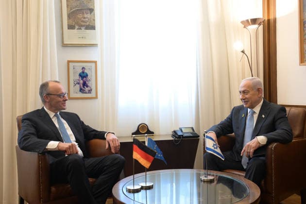 December 7, 2025, Jerusalem, Israel: German Chancellor FRIEDRICH MERZ (L), on his inaugural visit to Israel, is hosted by Israeli Prime Minister BENJAMIN NETANYAHU (R) at the PM s Office in Jerusalem. Jerusalem Israel - ZUMAi99_ 20251207_zip_i99_002 Copyright: xAmosxBenxGershom IsraelxGpox