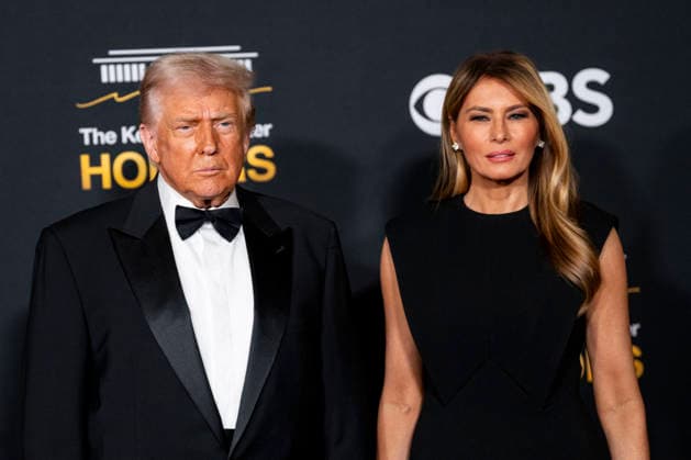 President Donald Trump and First Lady Melania Trump arrive on the red carpet for the 48th annual Kennedy Center Honors at the Kennedy Center in Washington DC on Sunday, December 7, 2025. President Donald Trump will host this year s event, which honors songwriter George Strait, actors Michael Crawford and Sylvester Stallone, singer Gloria Gaynor, and the rock band Kiss.  WAP20251207503 BONNIExCASH
