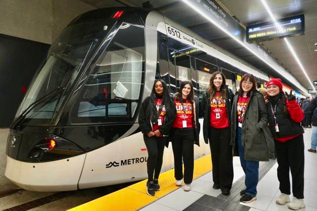 TTC line 6 Finch West LRT Opening Ceremony The people posing photo at the Finch West Station on December 7, 2025 on Toronto, Canada. TTC Line 6 Finch West is 11 kilometres of light rail transit connecting customers along Finch Avenue West. (Photo by Au Lok Nin Nexpher Images) Finch West Ontario