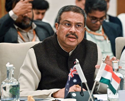 3rd Australia India Education and Skills Council (AIESC) meeting New Delhi, Dec 08 (ANI): Union Minister of Education Dharmendra Pradhan speaks, during the 3rd Australia India Education and Skills Council (AIESC) meeting, in New Delhi on Monday. New Delhi Delhi India Copyright: xANIx ANI_20251208256