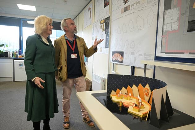 Queen Camilla visits the set of the TV Show Rivals Queen Camilla visits the set of the TV Show Rivals in Bristol, UK, on the 8th December 2025. Picture by Anthony Upton WPA-Pool Bristol Bristol United Kingdom  WHA-0806