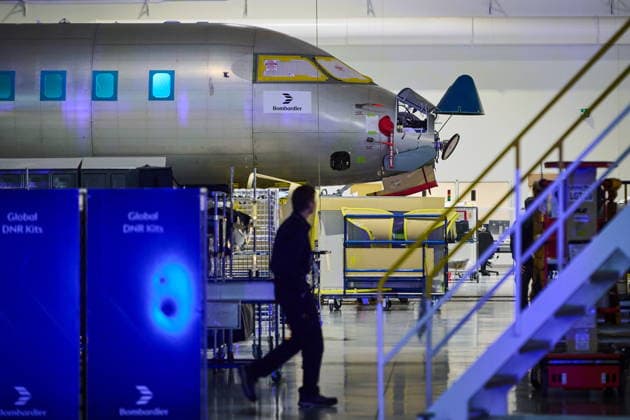 December 8, 2025, Mississauga, On, Canada: Jet planes are assembled at Bombardier s aircraft assembly centre in Mississauga, Ont., on Monday, Dec. 8, 2025. Mississauga Canada  - ZUMAc35_ 20251208_zaf_c35_087 Copyright: xSammyxKoganx