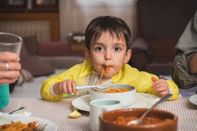 Funny Toddler Enjoying a Plate of Spaghetti with a Playful Expression Model Released SylviePm_ID32768_1115545_002 Copyright: xSylviexPabionx RECORD DATE NOT STATED